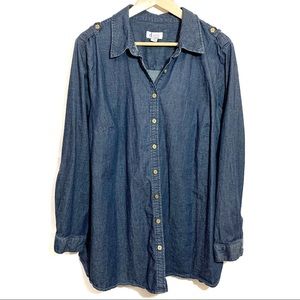 D and Co light denim button up shirt size 2X